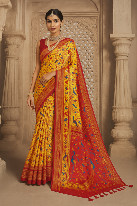 Marigold Yellow  Saree