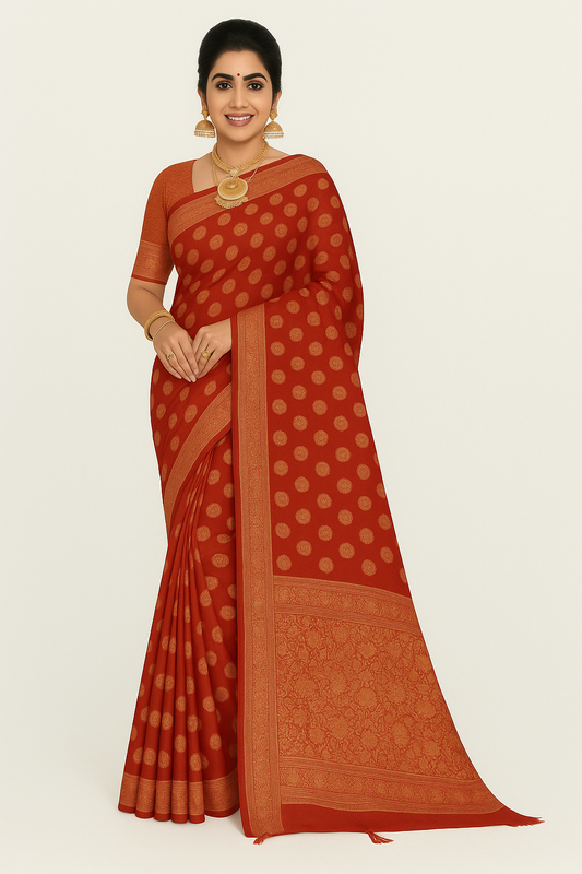 Golden border pretty beige saree
