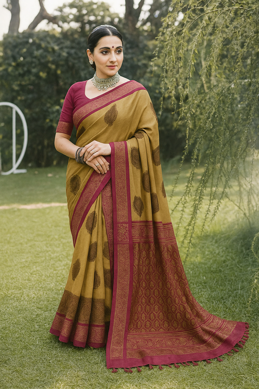 Antique Bronze Pre Draped Saree