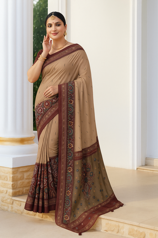 Pretty Beige Saree