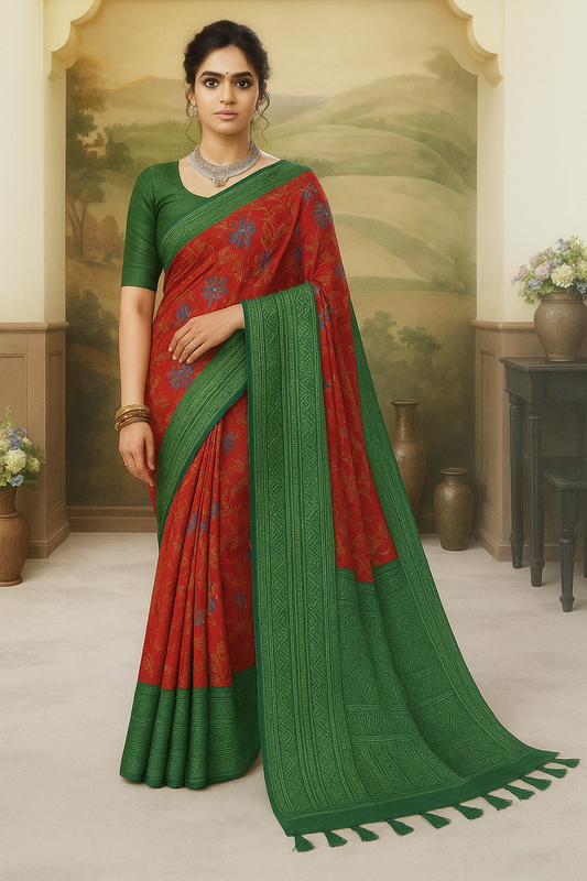 Deep Crimson Pre Draped Saree