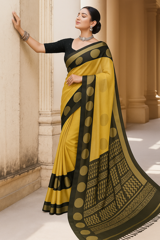Stunning pale yellow saree