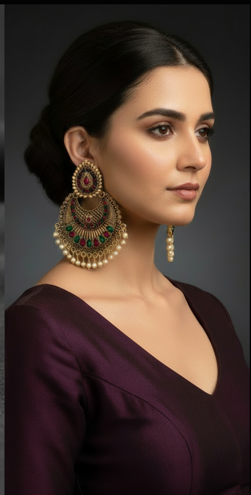 Ornate Gold Earrings With Gemstones And Pearls