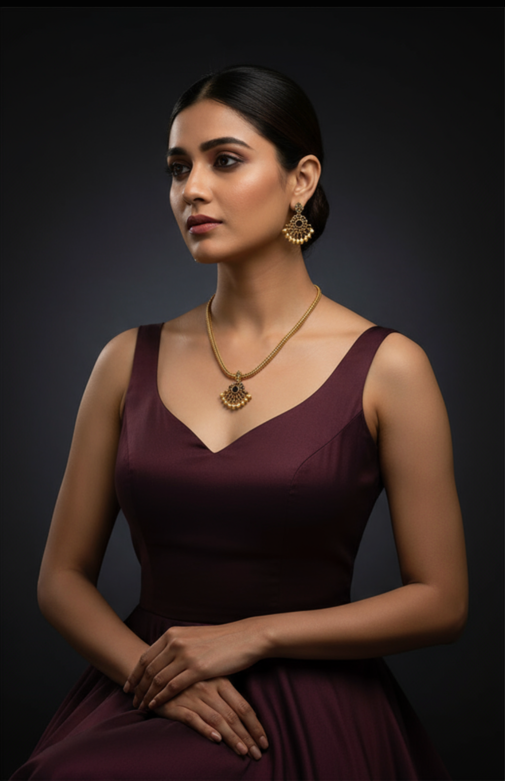Elegant gold chain featuring a pendant adorned with a suspended pearl.