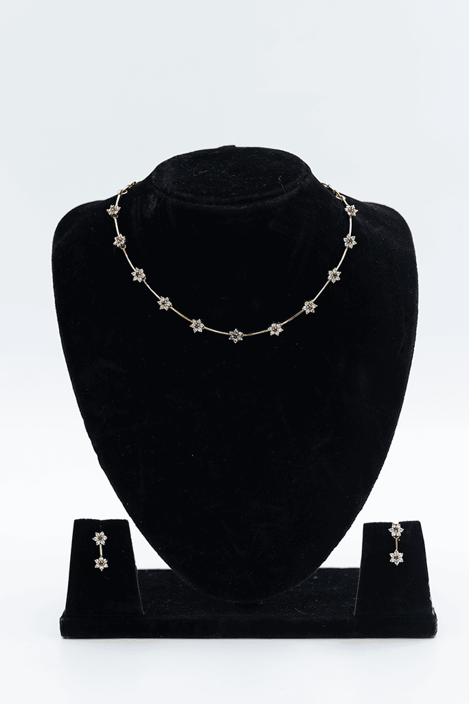 Silver Toned Floral Necklace Set