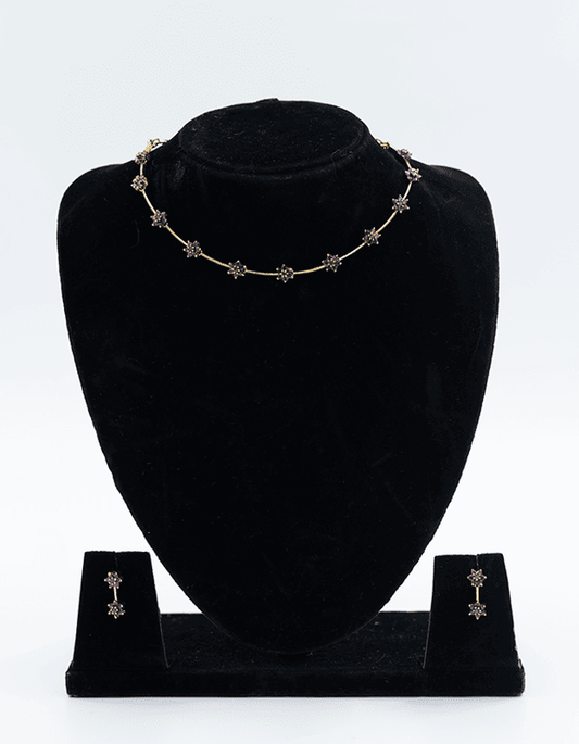 Silver Toned Star studded Necklace Set