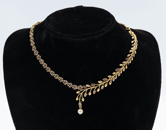 Surreal Gold Leaf Necklace and Earrings Set
