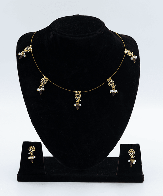 Gold & Pearl Drop Necklace Set