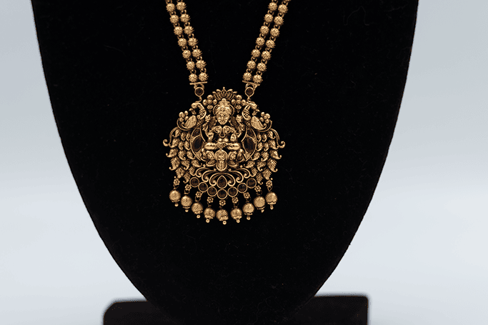 Gold Beaded Goddess Necklace Set