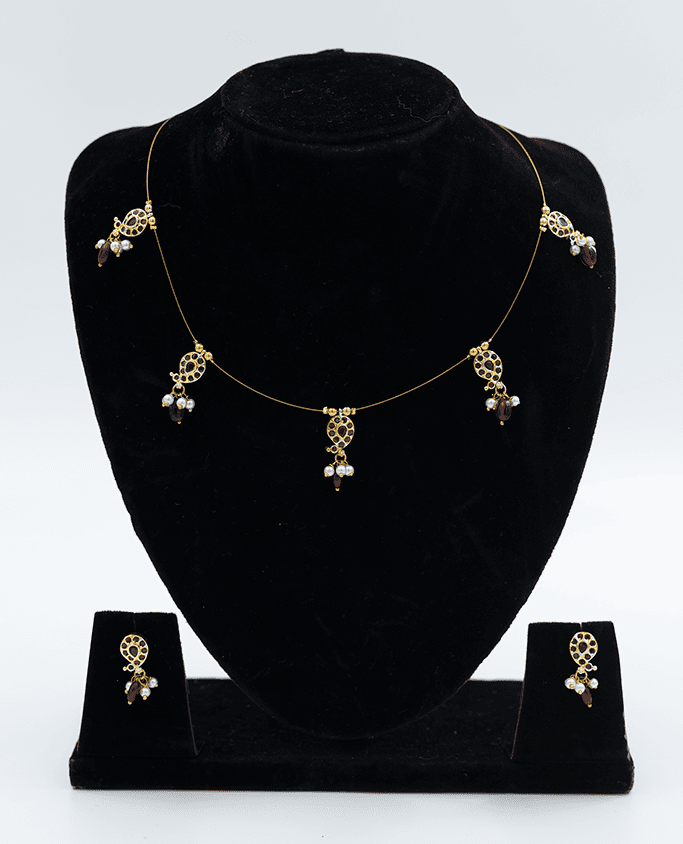 Gold and Pearl Drop Necklace Set