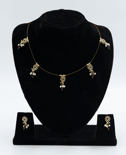 Gold and Pearl Drop Necklace Set