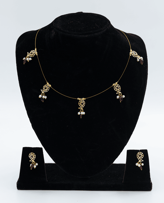 Gold and Pearl Drop Necklace Set
