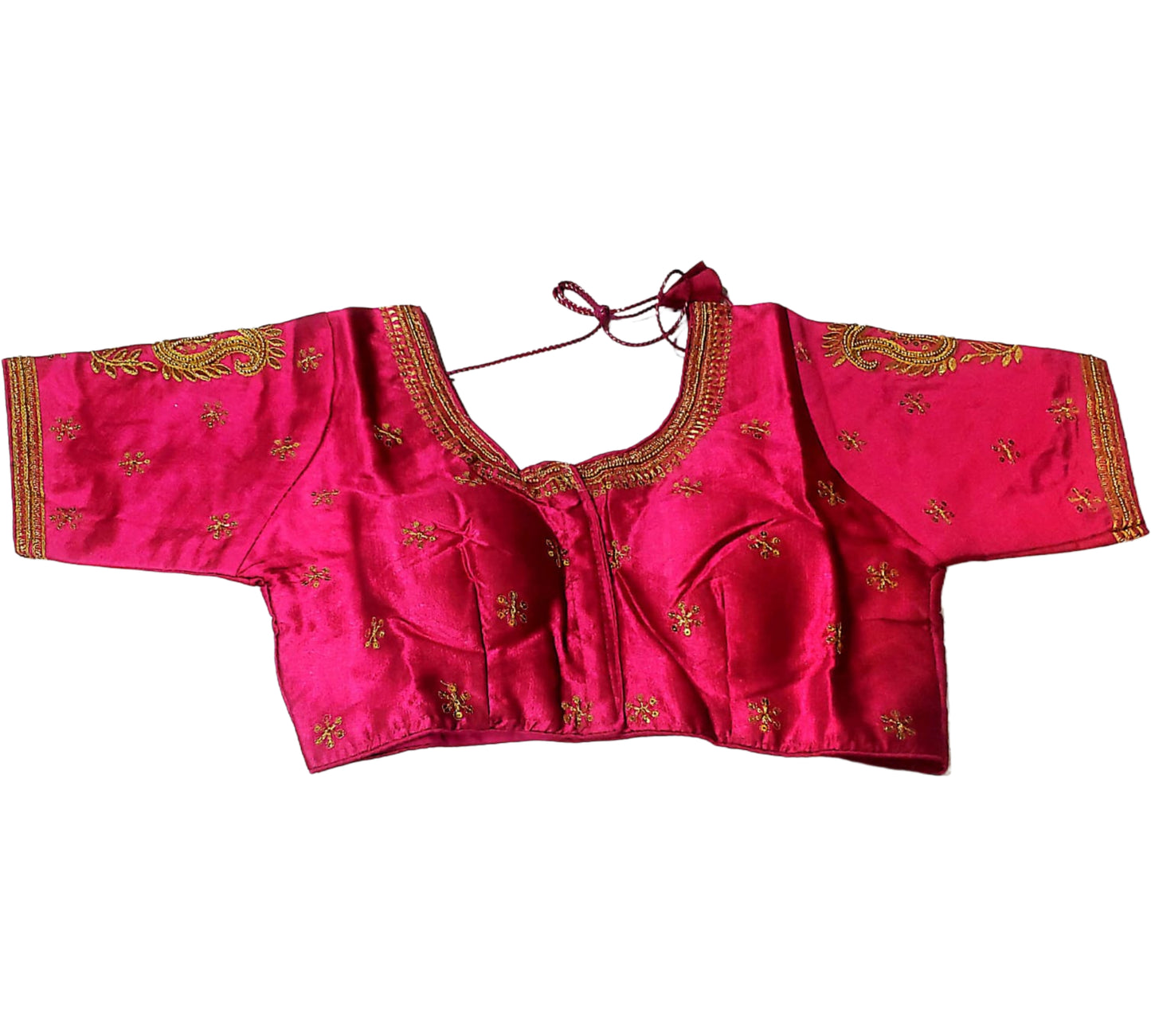 Pink Blouse with Intricate Embroidery and Sequin Accents
