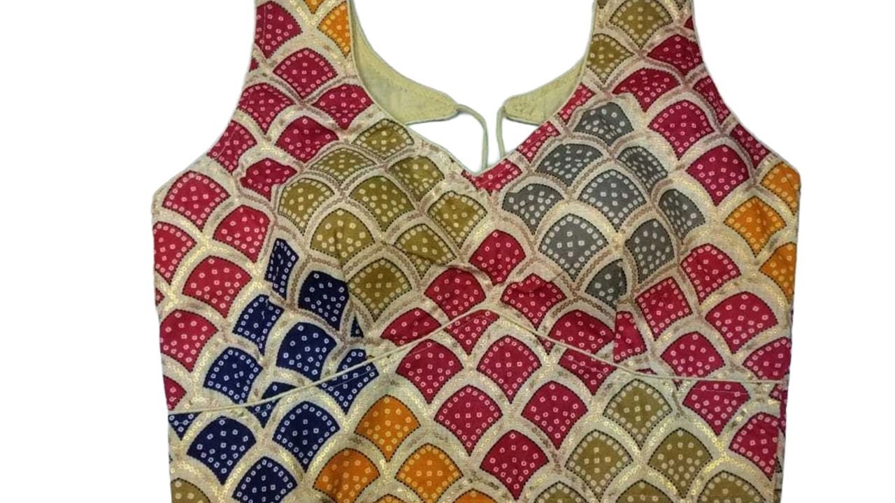 Vibrant Multicoloured Mosaic Patterned Blouse